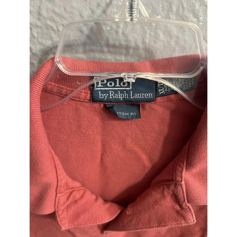 Polo Ralph Lauren Mens  Custom‎ Fit Polo Shirt Salmon Size XL Vintage